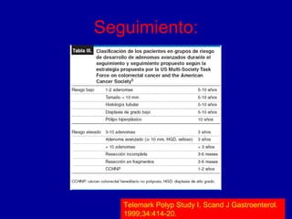 Seguimiento: Telemark Polyp Study I. Scand J Gastroenterol. 1999;34:414-20. 