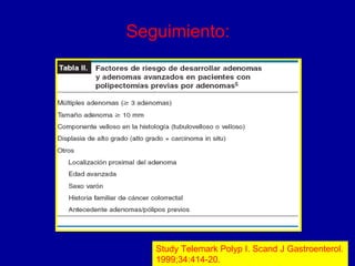 Seguimiento: Study Telemark Polyp I. Scand J Gastroenterol. 1999;34:414-20. 