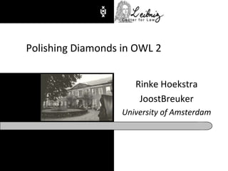 Rinke Hoekstra JoostBreuker University of Amsterdam  Polishing Diamonds in OWL 2 