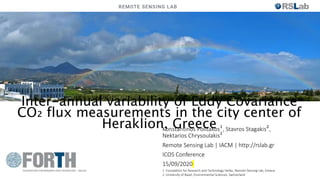 Inter-annual variability of Eddy Covariance
CO₂ flux measurements in the city center of
Heraklion, GreeceKonstantinos Politakos1
, Stavros Stagakis2
,
Nektarios Chrysoulakis1
Remote Sensing Lab | IACM | http://rslab.gr
ICOS Conference
15/09/2020
1. Foundation for Research and Technology Hellas, Remote Sensing Lab, Greece
2. University of Basel, Environmental Sciences, Switzerland
 