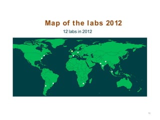 72
Map of the labs 2012
12 labs in 2012
 