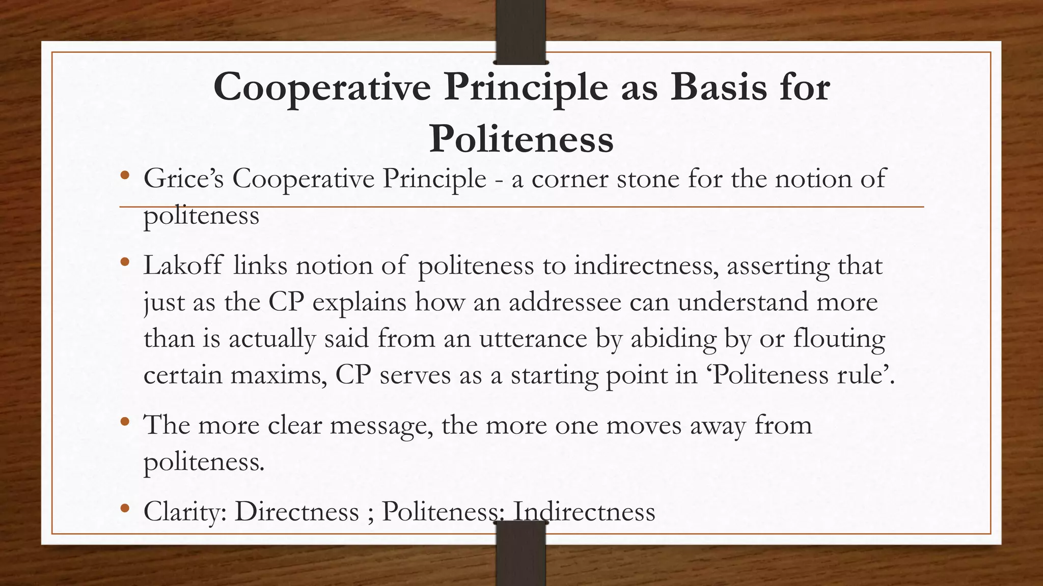 Politeness (Pragmatics) PPT