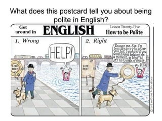 What does this postcard tell you about being 
polite in English? 
 