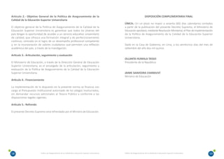 Política de aseguramiento de la calidad de la Educación Superior | PDF