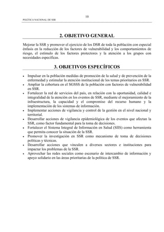 Politica Nacional De Ssr