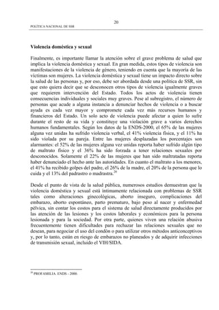 Politica Nacional De Ssr