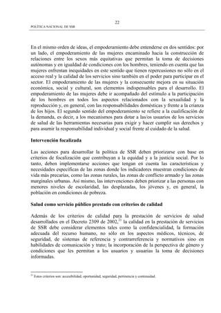 Politica Nacional De Ssr