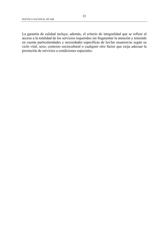 Politica Nacional De Ssr