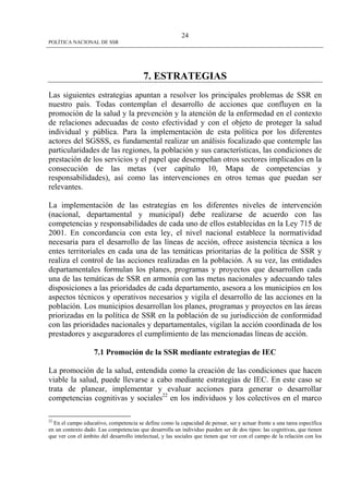 Politica Nacional De Ssr