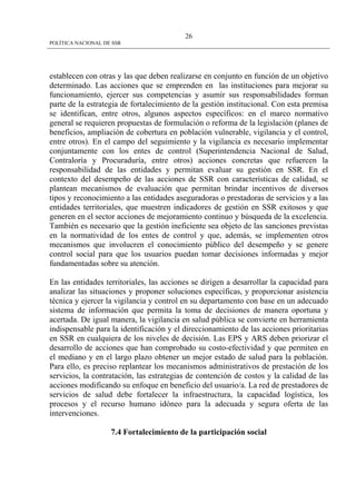 Politica Nacional De Ssr