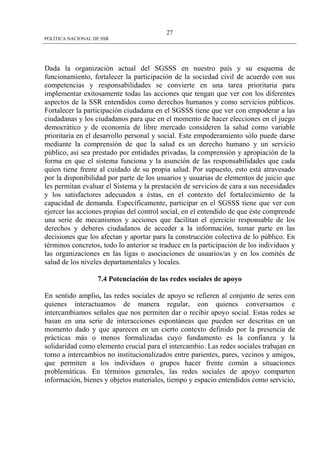 Politica Nacional De Ssr