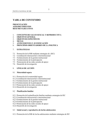 Politica Nacional De Ssr