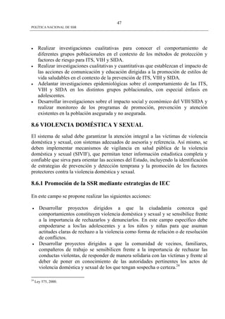 Politica Nacional De Ssr