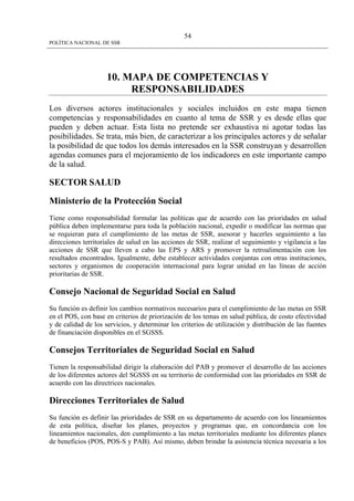 Politica Nacional De Ssr