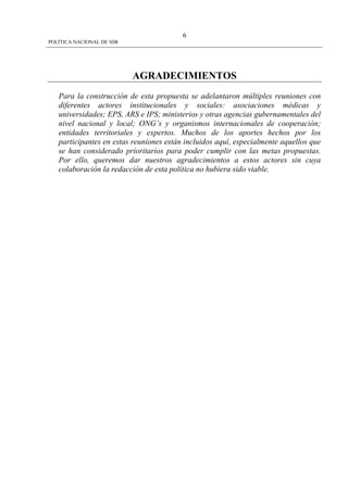 Politica Nacional De Ssr