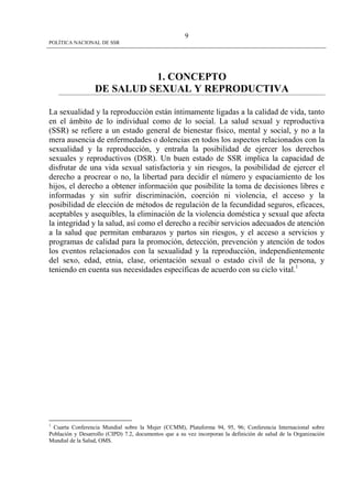 Politica Nacional De Ssr