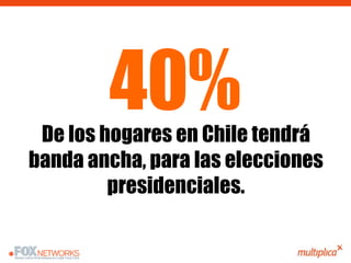 De los hogares en Chile tendrá banda ancha, para las elecciones presidenciales. 40% 