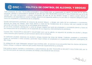 Politica control alcohol y drogas