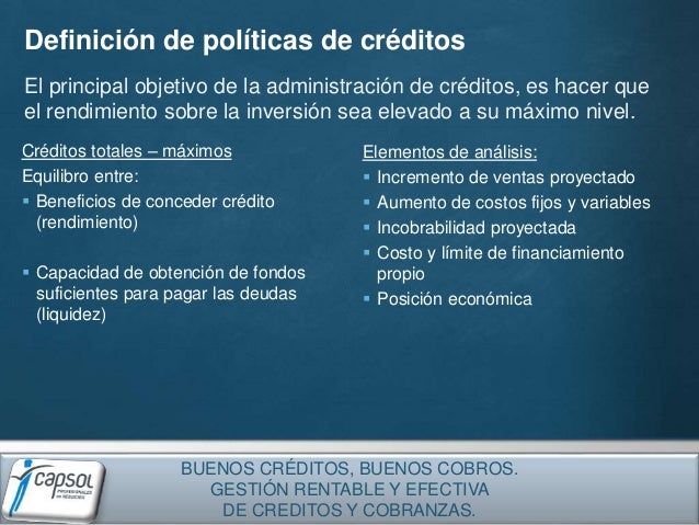 definicion de politicas de creditos y cobranzas