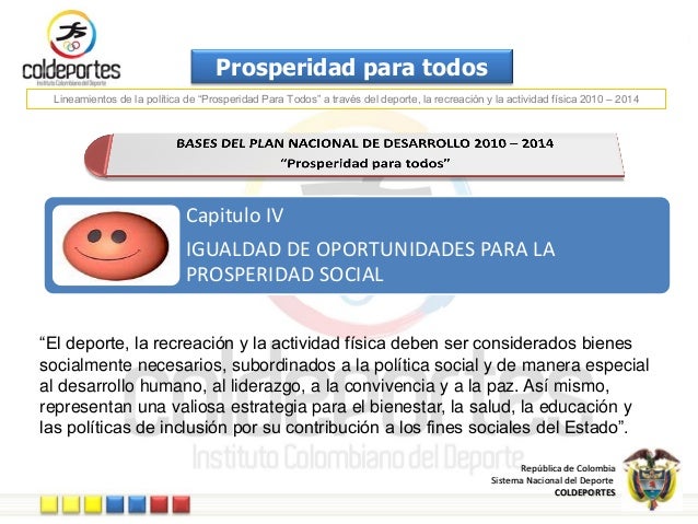 Politica del deporte para la prosperidad social en colombia