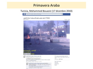 Primavera Araba
Tunisia, Mohammed Bouazizi (17 dicembre 2010)
 
