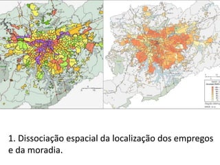 1. Dissociação espacial da localização dos empregos
e da moradia.
 