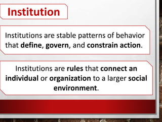 Institution Rule Political institutions | PPTX