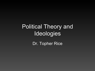 Political Theory and Ideologies Dr. Topher Rice 