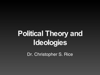Political Theory and Ideologies Dr. Christopher S. Rice 
