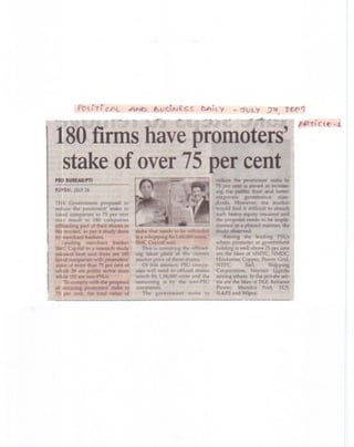 Political And Business Daily July 27, 2009 Article 1