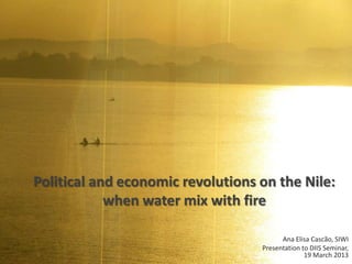 Political and economic revolutions on the Nile:
            when water mix with fire

                                         Ana Elisa Cascão, SIWI
                                   Presentation to DIIS Seminar,
                                                 19 March 2013
 