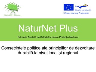 Consecinţele politice ale principiilor de dezvoltare durabilă la nivel local şi regional NaturNet Plus Educa ţ ie Asistat ă  de Calculator pentru Protec ţ ia Mediului 
