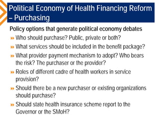 Political Economy of Health Care Financing Reforms | PDF