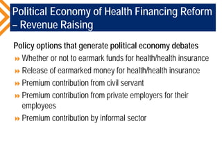 Political Economy of Health Care Financing Reforms | PDF