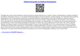 Political Inequality In Political Participation | PPT