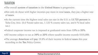 Political, legal & technological environment of USA | PDF