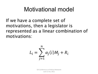 Motivational model




    5th Conference on Political Networks
             June 13-16, 2012
 
