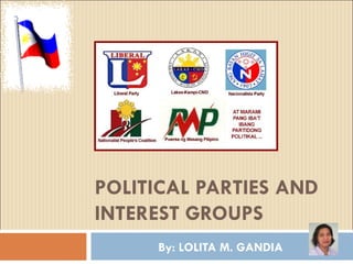 POLITICAL PARTIES AND INTEREST GROUPS By: LOLITA M. GANDIA 