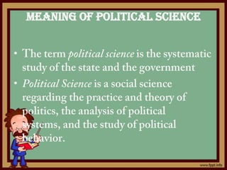 Political Science Def Political Science | PPTX