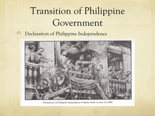 Transition of Philippine
       Government
Declaration of Philippine Independence
 