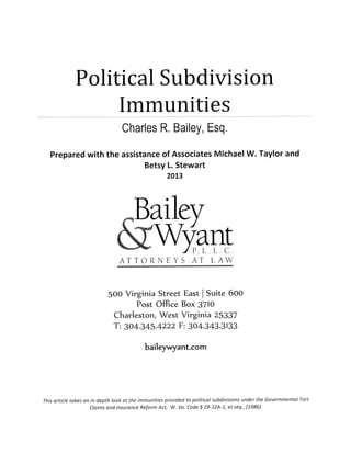 Political Subdivision Immunities Handout