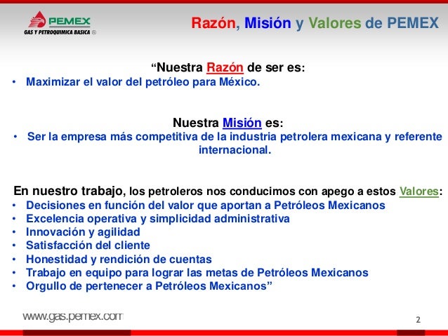 Mision Vision Y Valores De Pemex