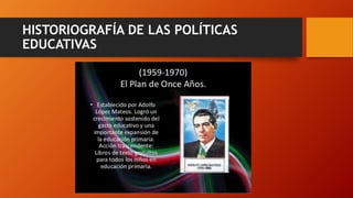 HISTORIOGRAFÍA DE LAS POLÍTICAS
EDUCATIVAS
 