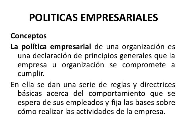 Politicas empresariales