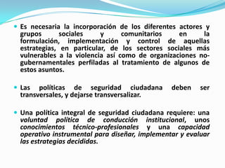 Politicas publicas en seguridad  ciudadana bolivia
