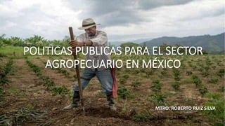 POLITICAS PUBLICAS PARA EL SECTOR
AGROPECUARIO EN MÉXICO
MTRO. ROBERTO RUIZ SILVA
 