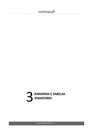 www.medialogue.com.br 47
3RANKINGS E TABELAS
SENADORES
 