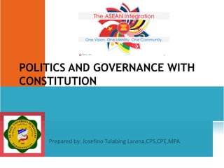 POLITICS AND GOVERNANCE WITH
CONSTITUTION
 