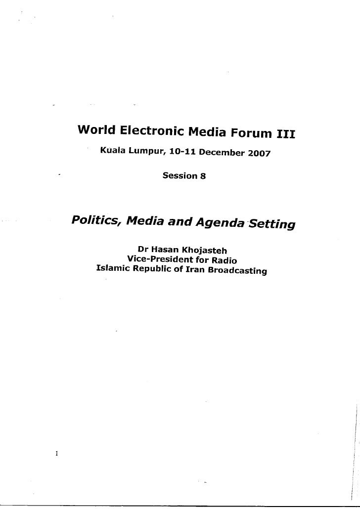 Politics Media Agenda Setting Politics Media Agenda Setting