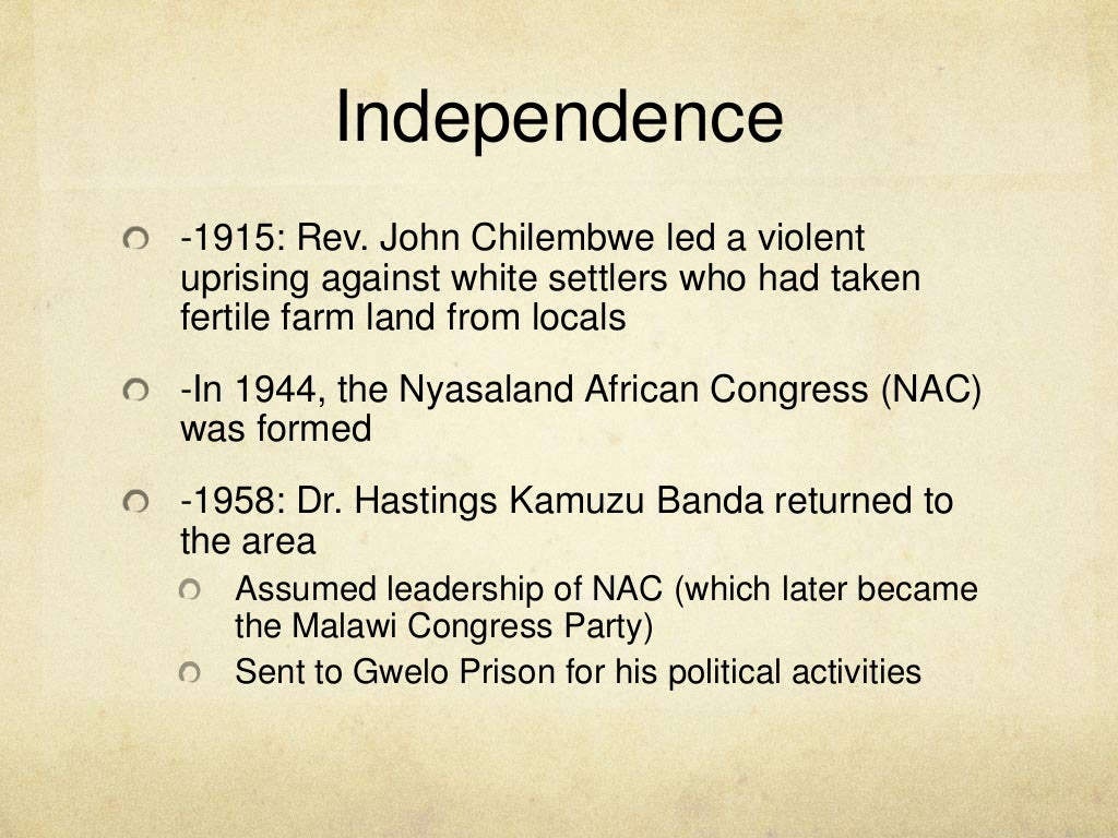 Politics and history of malawi